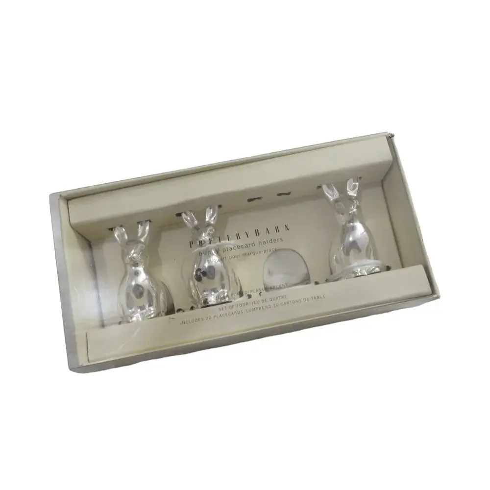 Pottery Barn Silver Bunny Placecard Holders Set of 3
